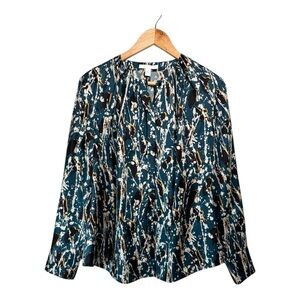 Boss by Hugo Boss Silk Banora Blouse in Teal Splatter